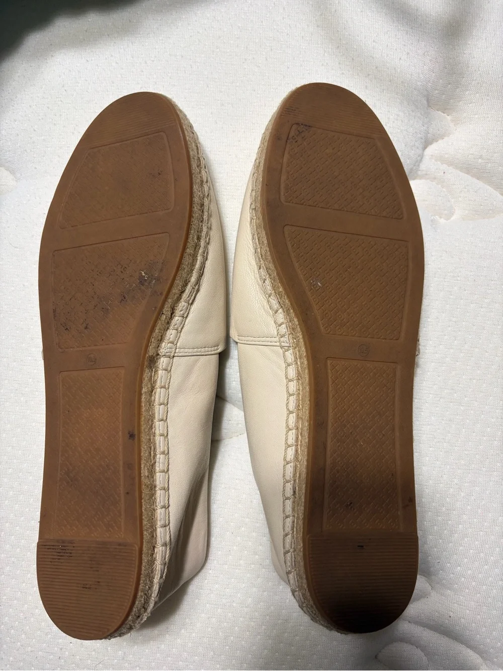 Tory Burch Cream Leather Logo Espadrille Flats Size 10.5